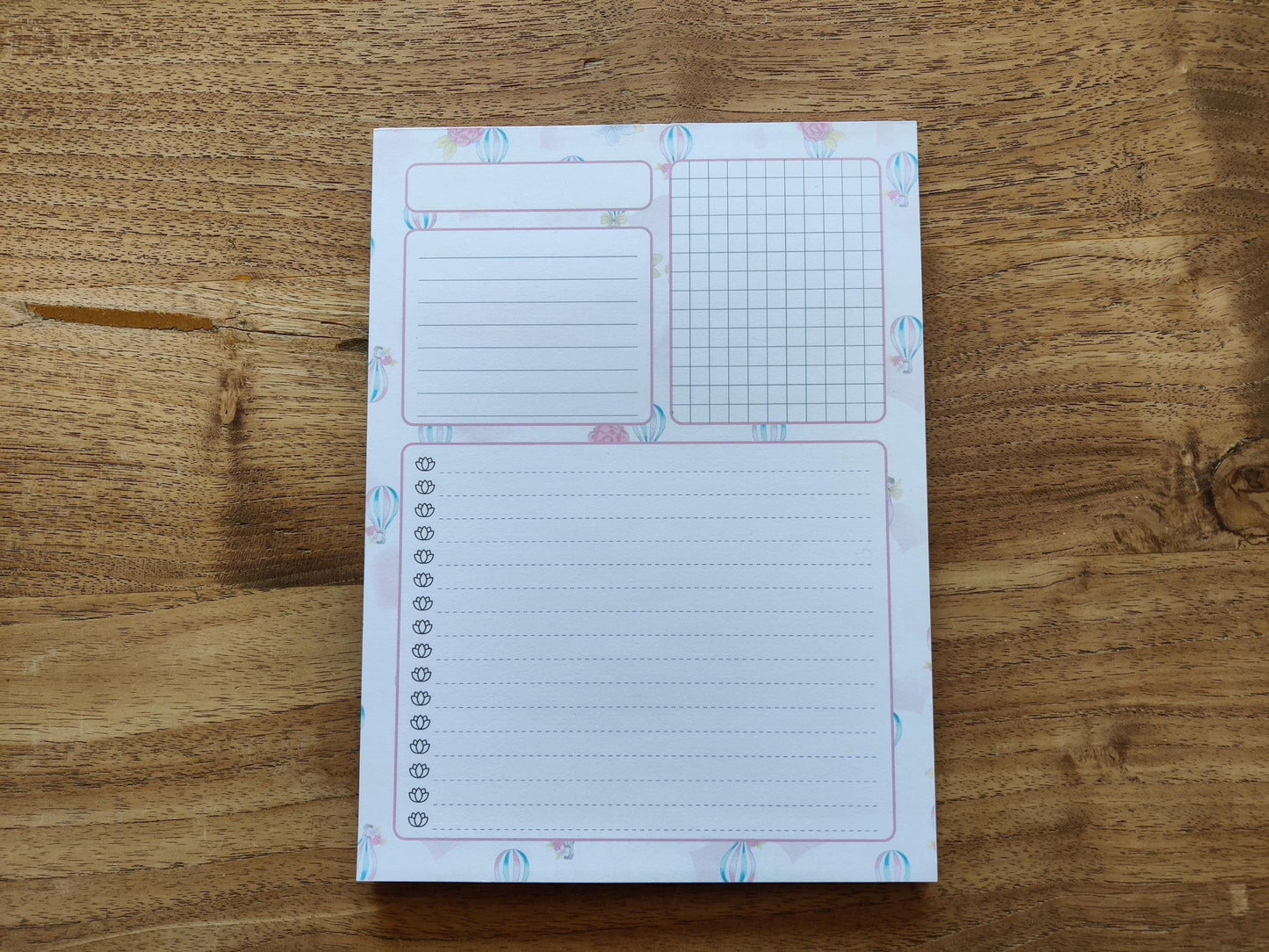Daily Planner Notitieblok | Lieflijke Luchtballonnen Print | To Do en Notities | Braindump Kladblok