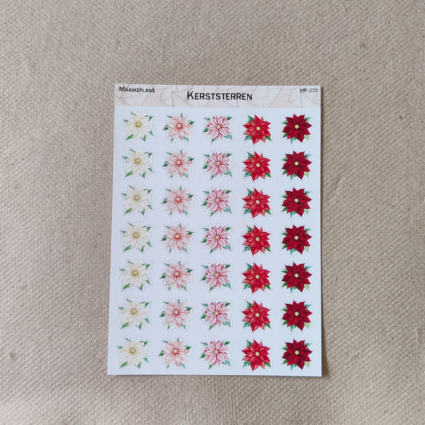 Kerststerren stickervel
