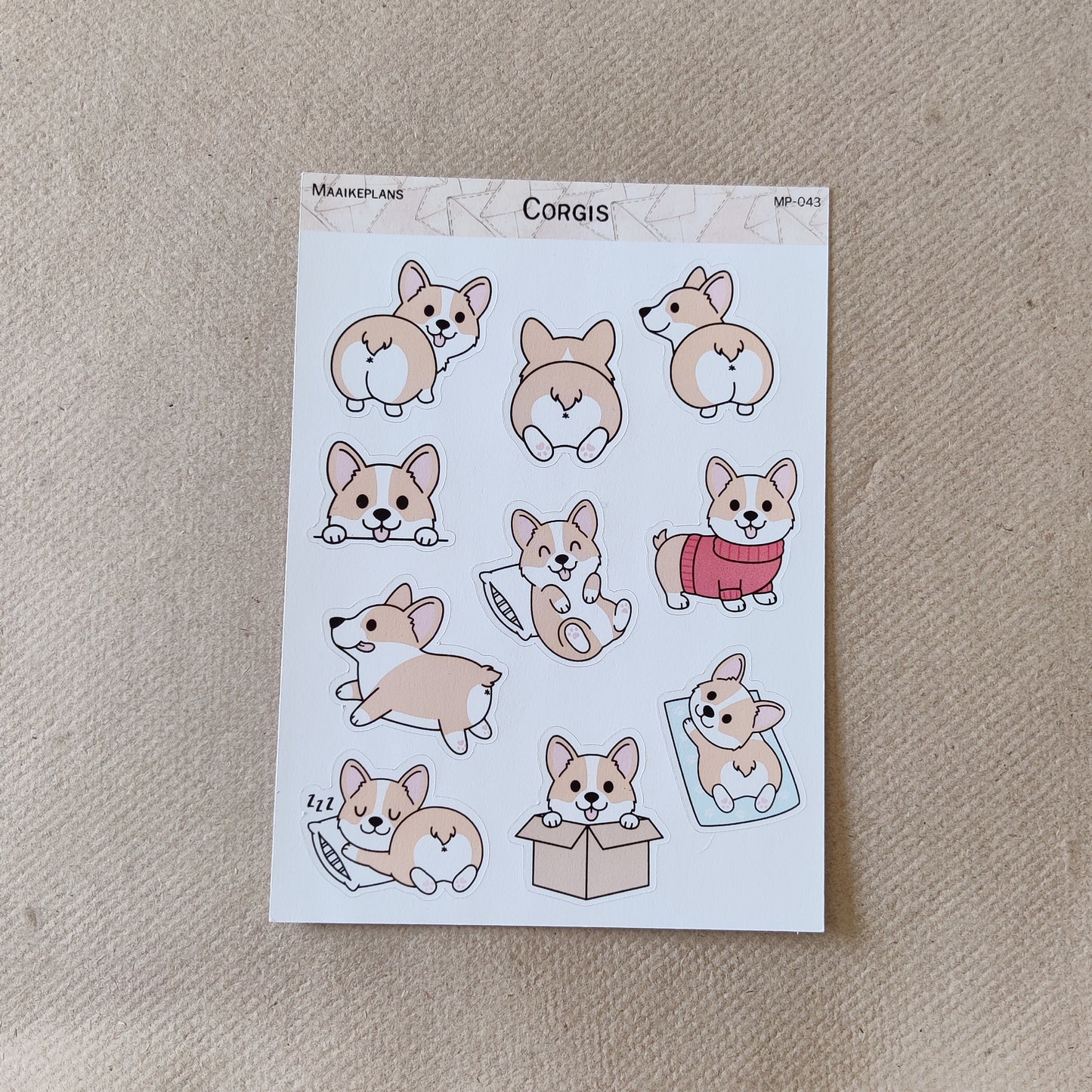 Corgi's sticker sheet