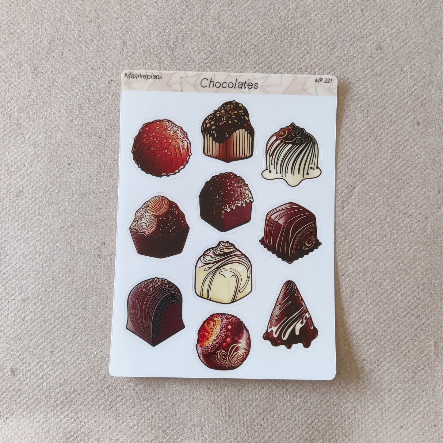 Chocolade stickervel