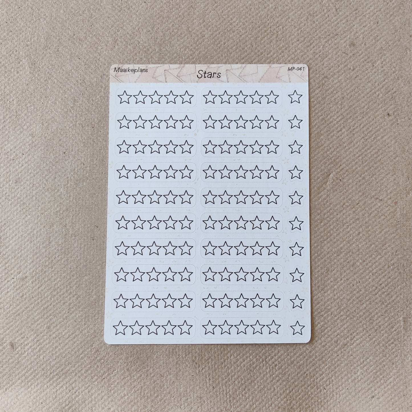 Star rating sticker sheet