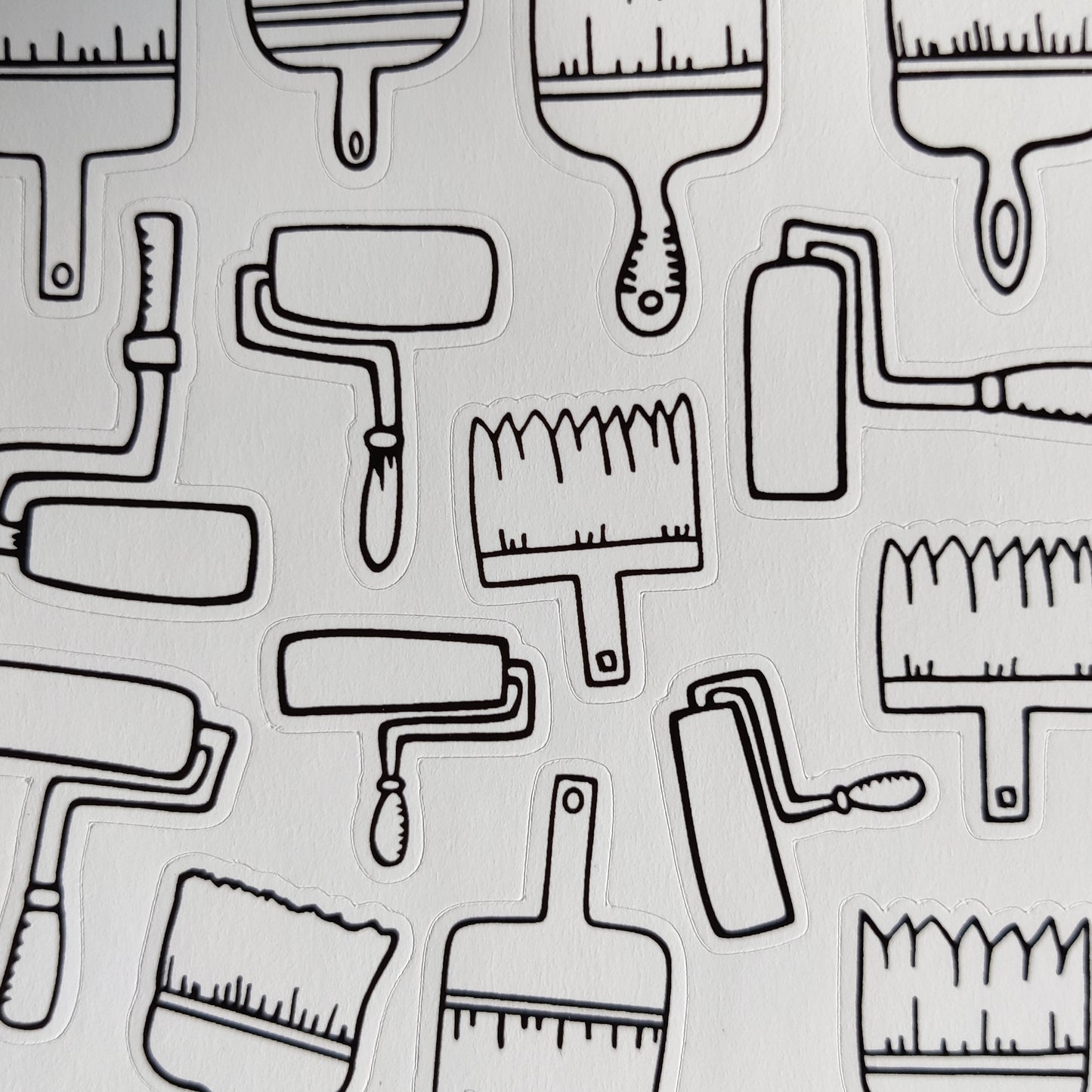Paint brushes and paint rollers sticker sheet