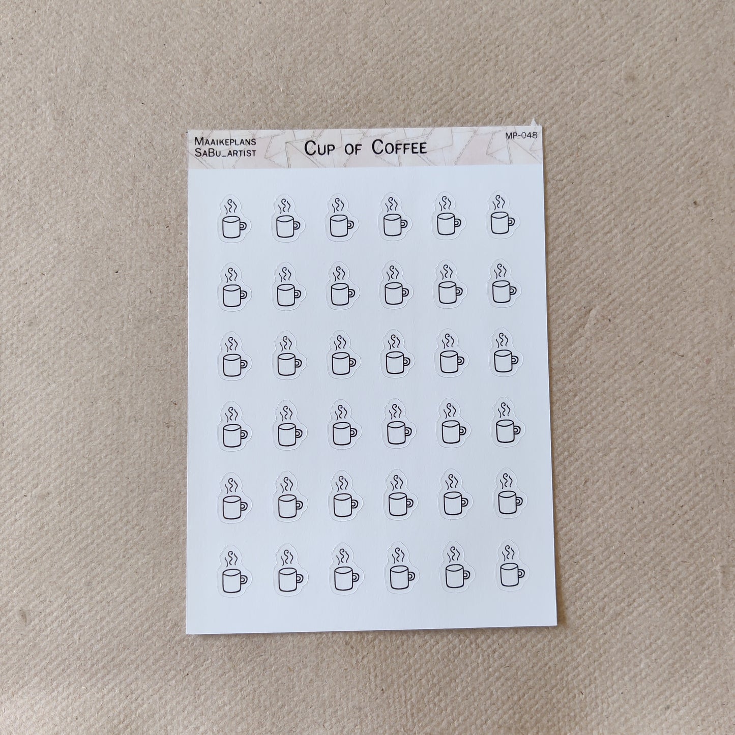 Coffee mug icons sticker sheet