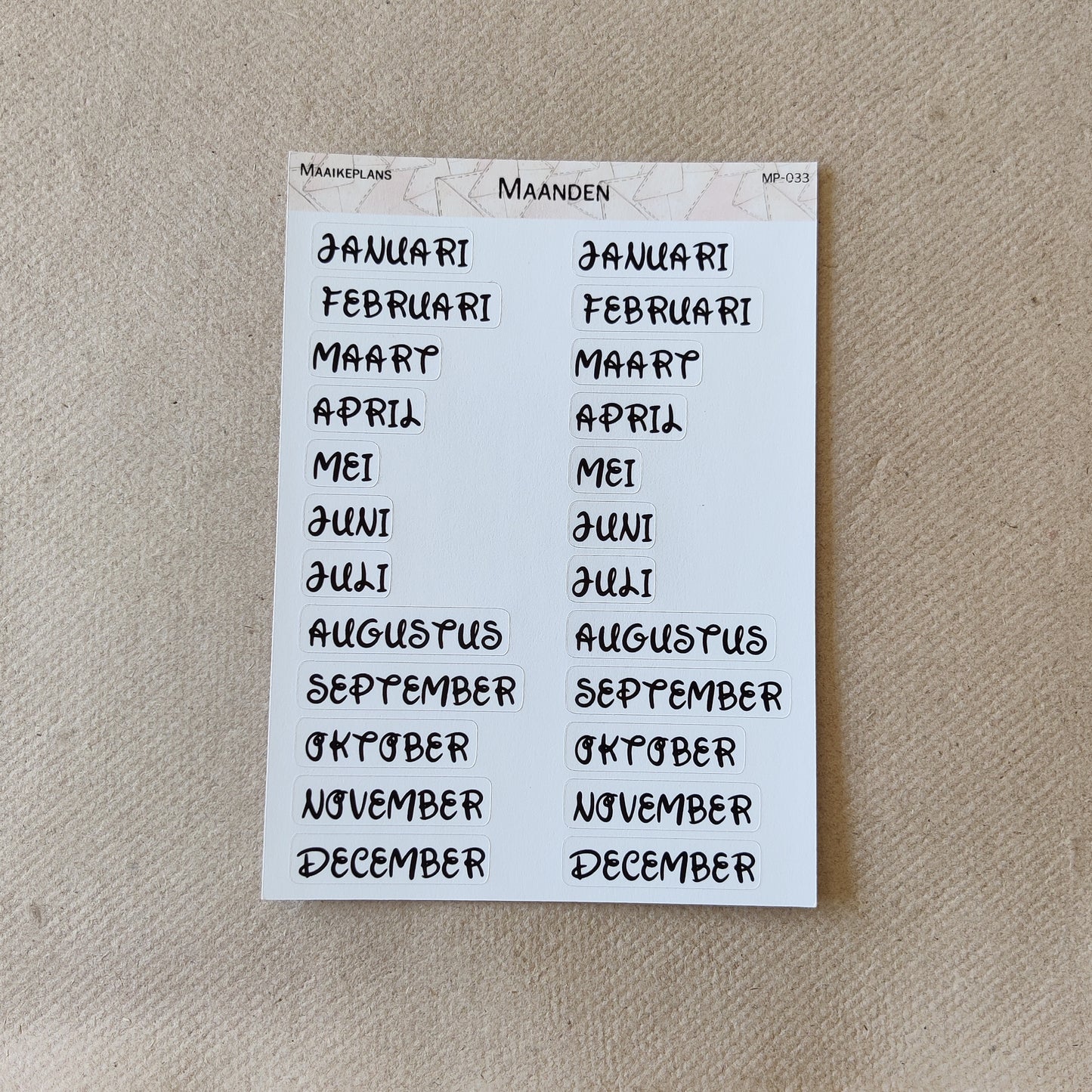 Months sticker sheet (NL)