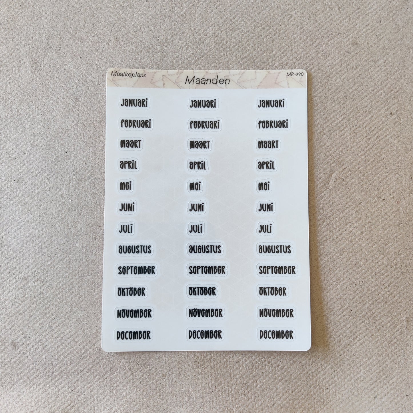 Months sticker sheet (NL)