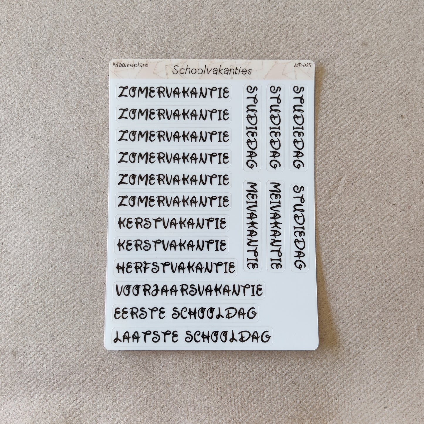 School holidays sticker sheet (NL)