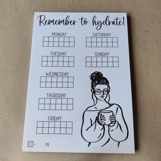 Remember to hydrate notitieblok | Habit tracker | A5 notepad