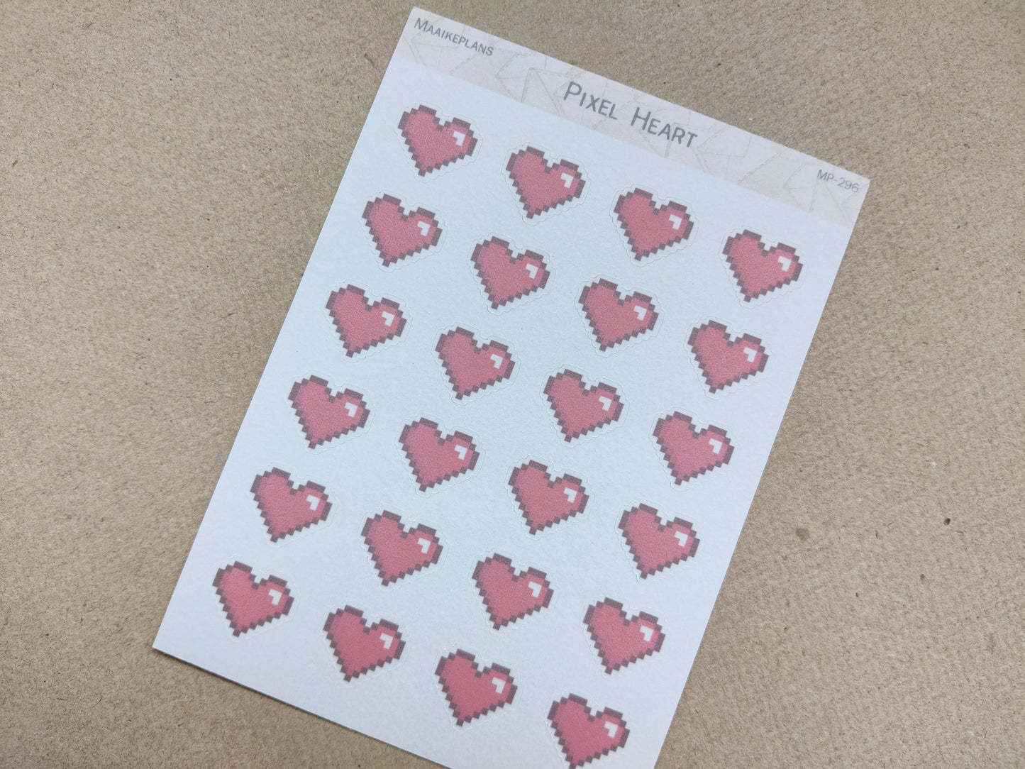 Pixelhartjes stickervel