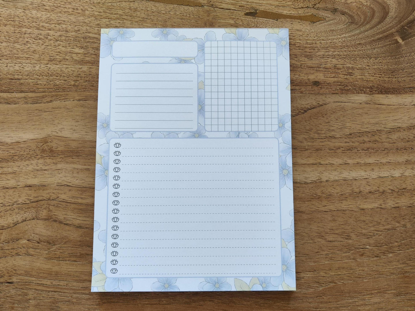 Daily Planner Notitieblok | Waterverf Bloemenprint | To Do en Notities | Braindump Kladblok