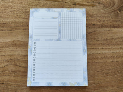 Daily Planner Notitieblok | Waterverf Bloemenprint | To Do en Notities | Braindump Kladblok