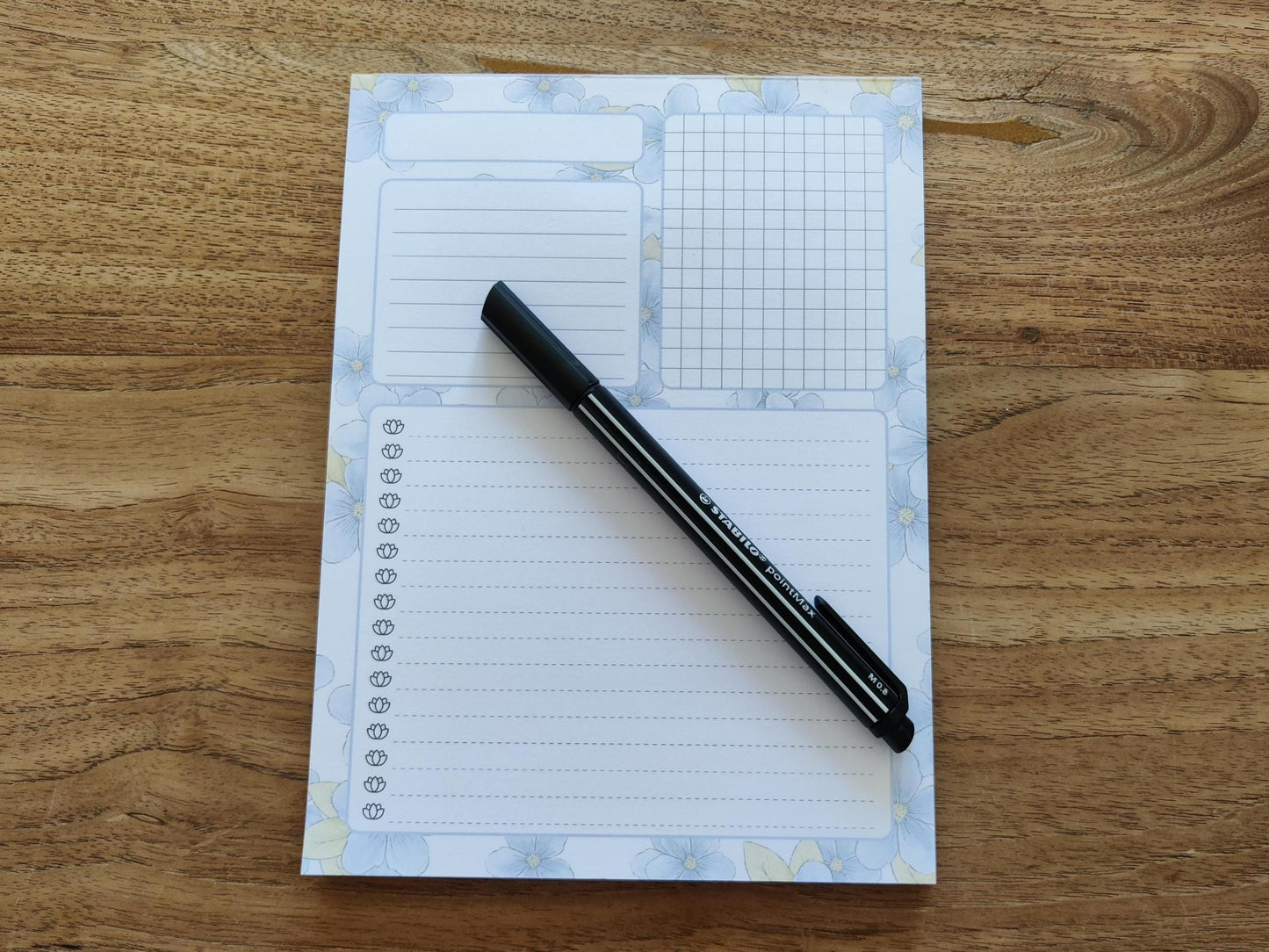 Daily Planner Notitieblok | Waterverf Bloemenprint | To Do en Notities | Braindump Kladblok