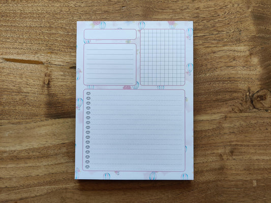 Daily Planner Notitieblok | Lieflijke Luchtballonnen Print | To Do en Notities | Braindump Kladblok