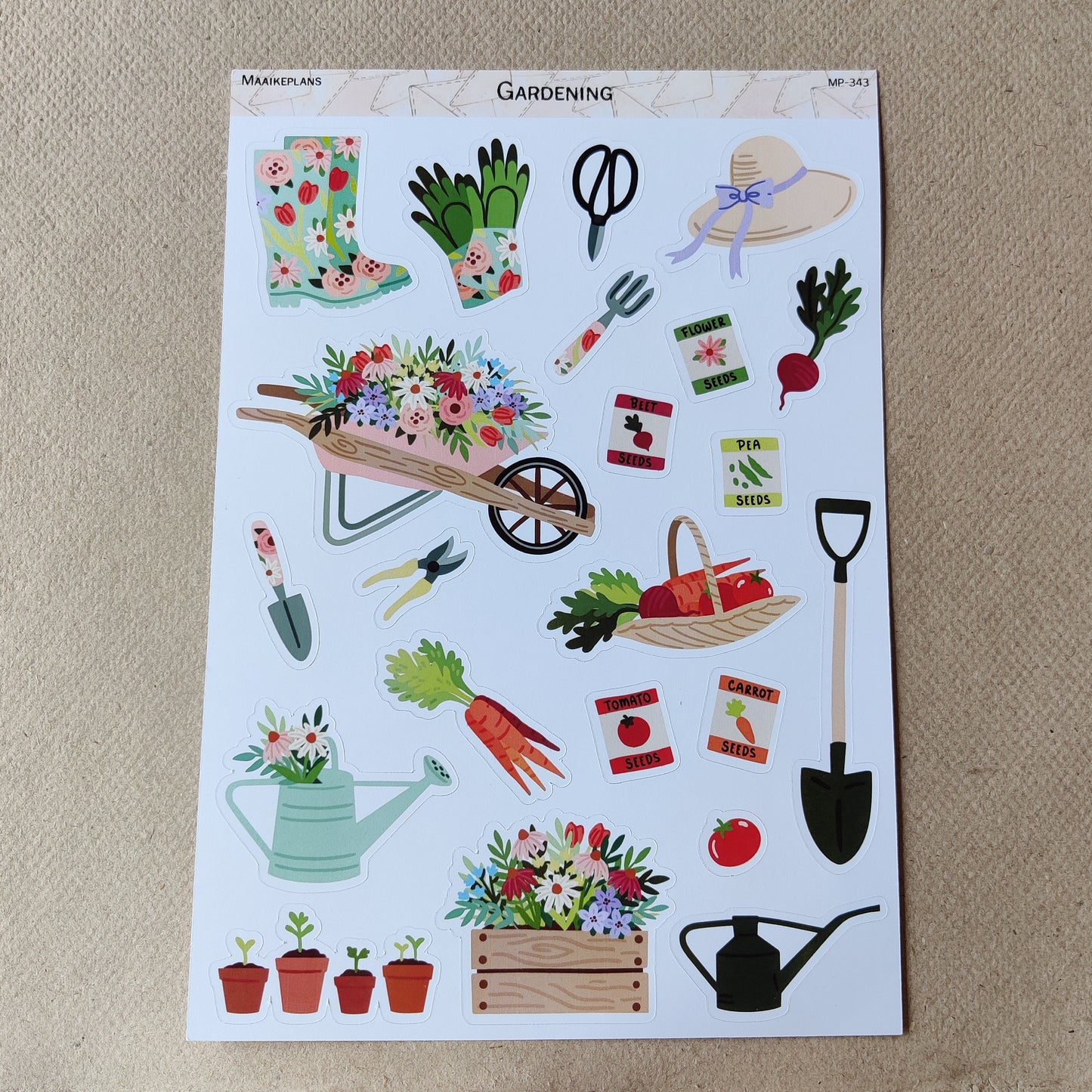 Vegetable garden sticker sheet