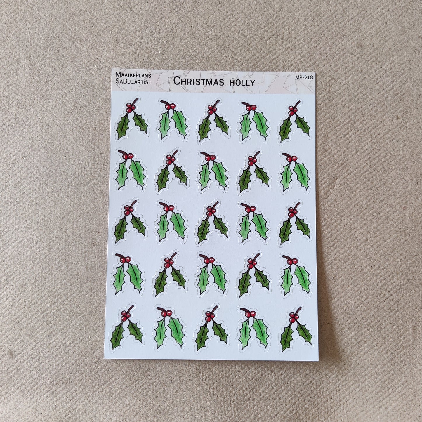 Christmas holly sprigs sticker sheet