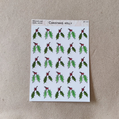 Christmas holly sprigs sticker sheet