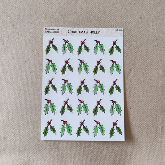 Christmas holly sprigs sticker sheet