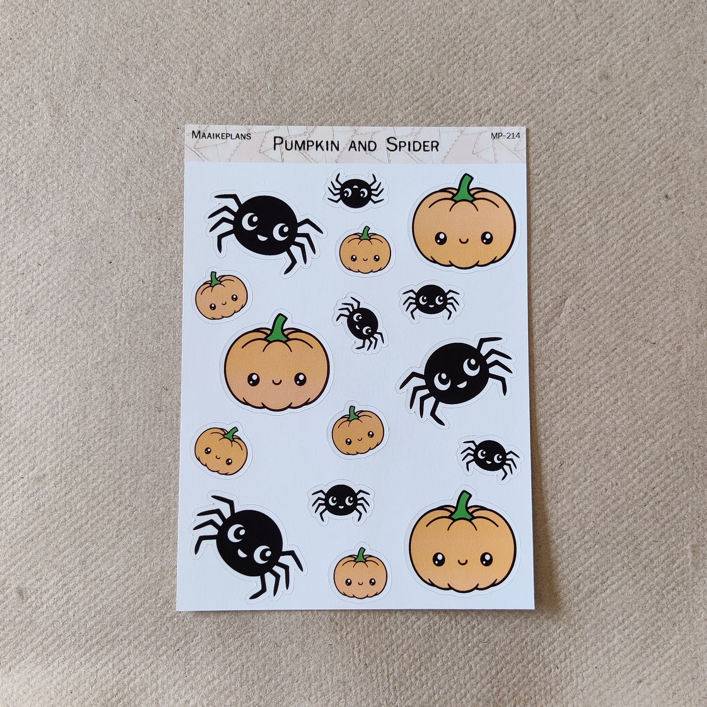 Pumpkin and spider sticker sheet