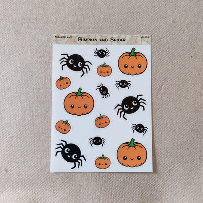Pumpkin and spider sticker sheet