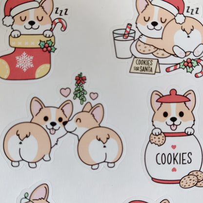 Christmas Corgis sticker sheet