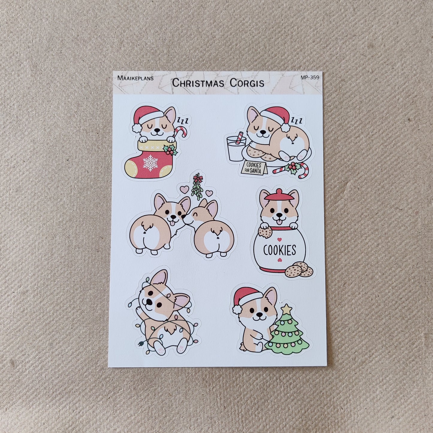 Christmas Corgis sticker sheet