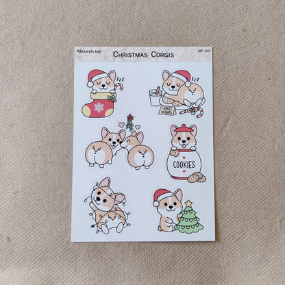 Christmas Corgis sticker sheet
