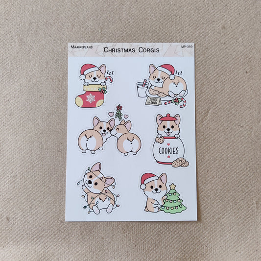 Christmas Corgis sticker sheet