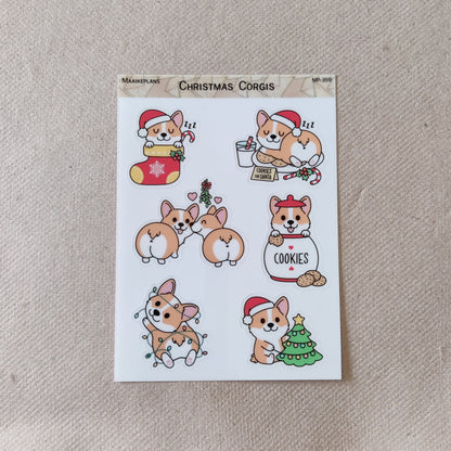 Christmas Corgis sticker sheet
