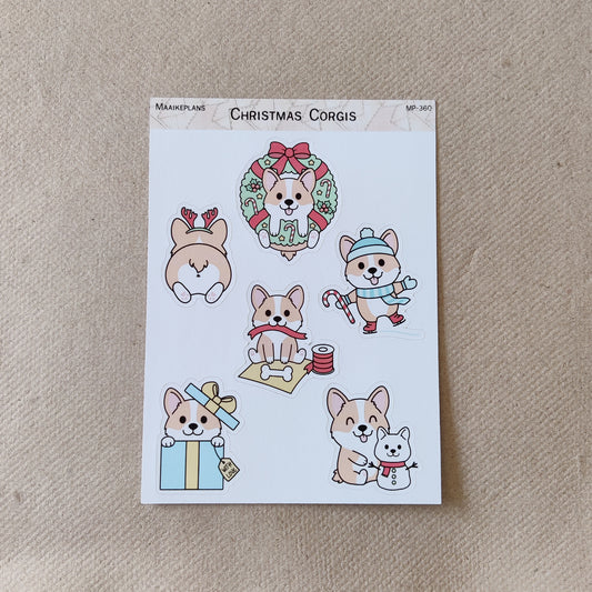 Christmas Corgis sticker sheet