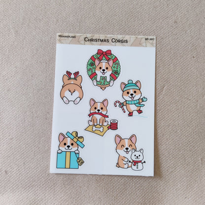 Christmas Corgis sticker sheet