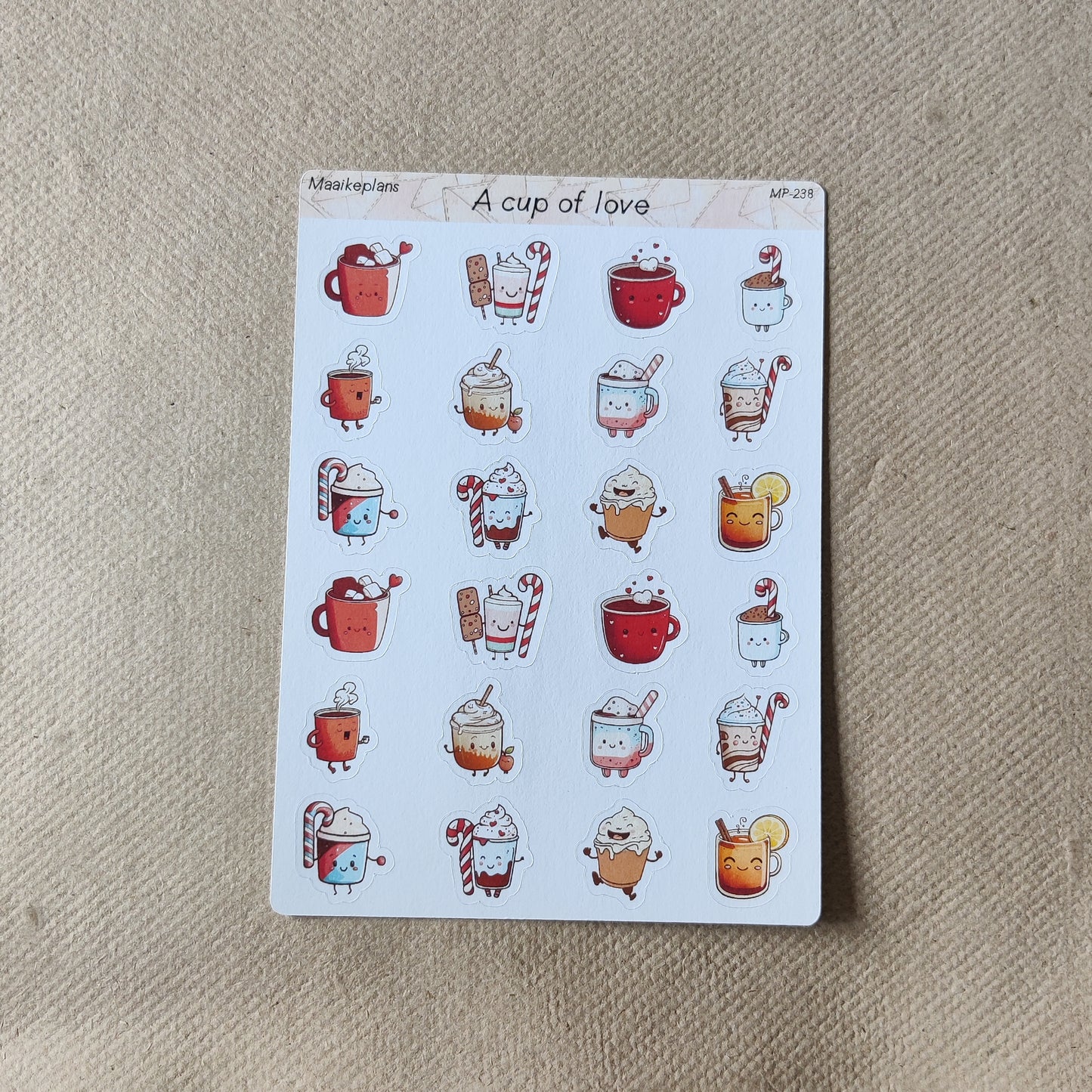 a cup of love sticker sheet