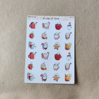 a cup of love sticker sheet