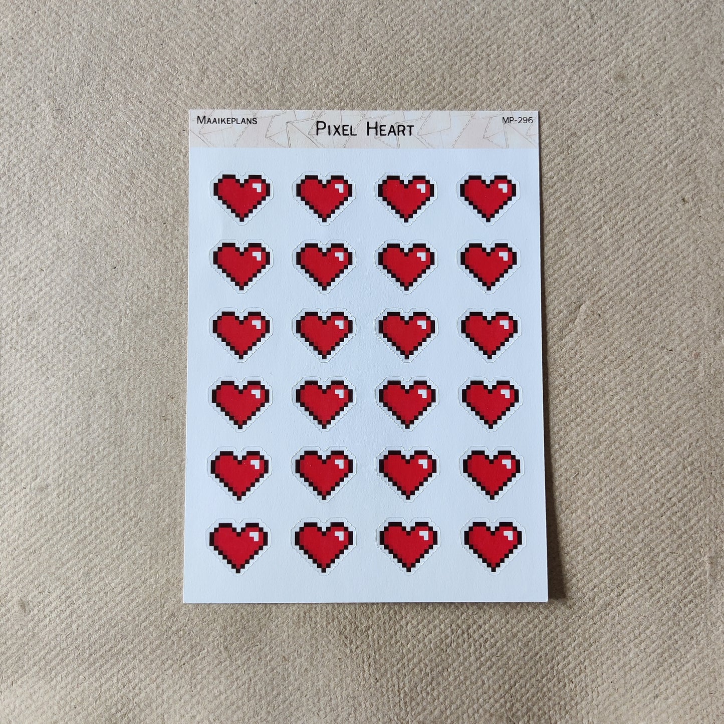 Pixel hearts sticker sheet
