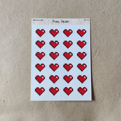 Pixel hearts sticker sheet