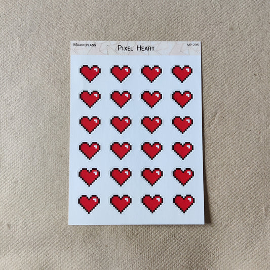 Pixel hearts sticker sheet