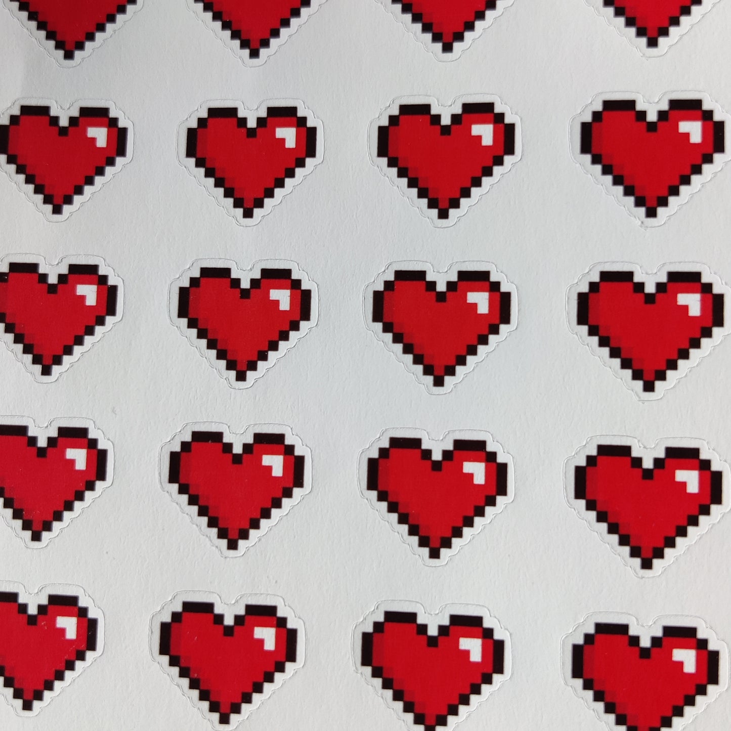Pixel hearts sticker sheet