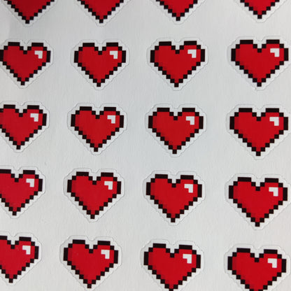 Pixel hearts sticker sheet