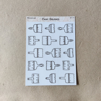Paint brushes sticker sheet