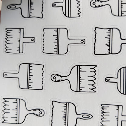 Paint brushes sticker sheet