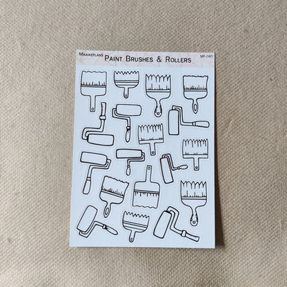 Paint brushes and paint rollers sticker sheet