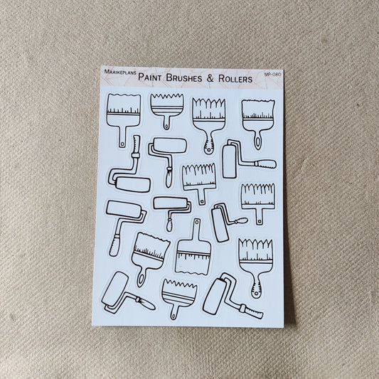 Paint brushes and paint rollers sticker sheet