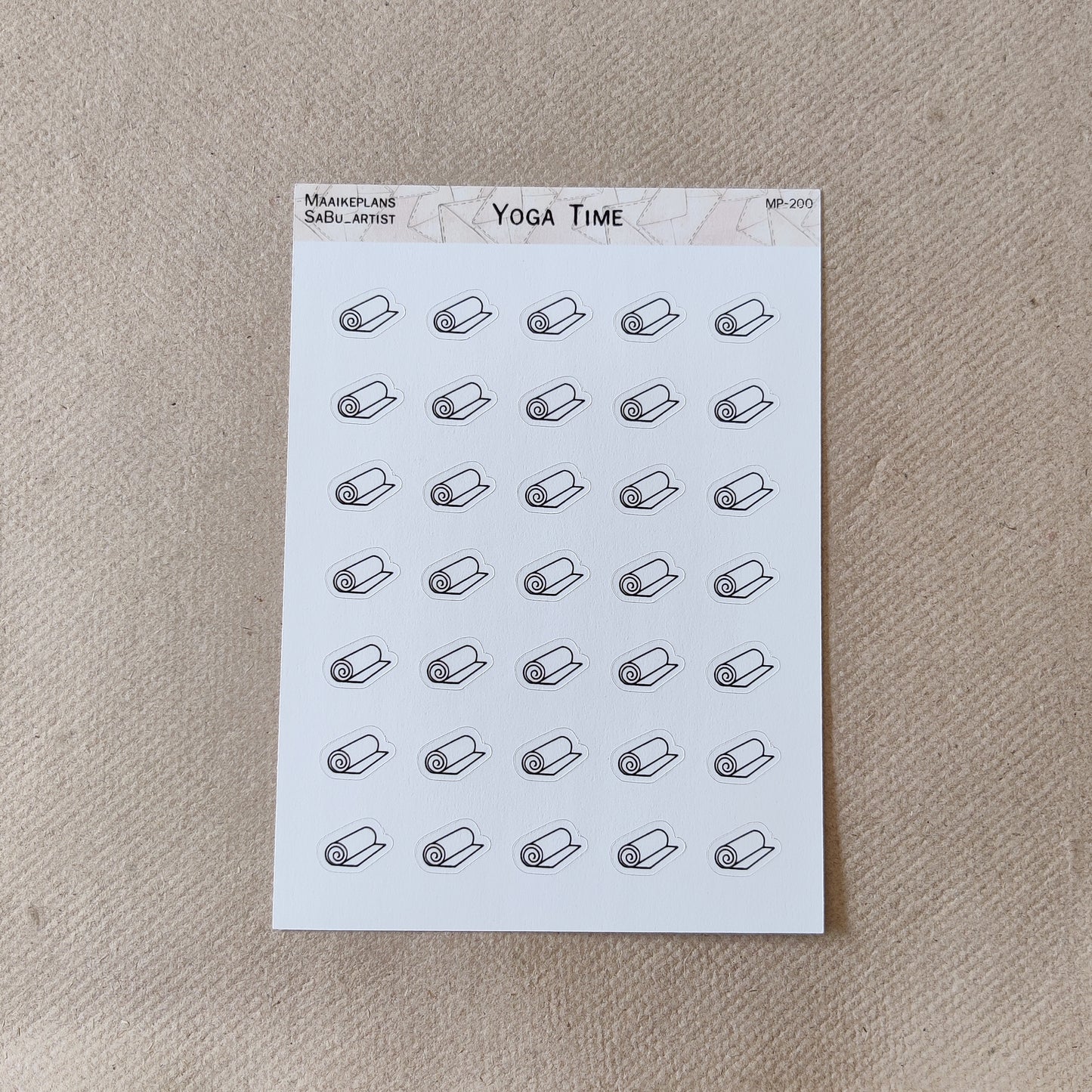 Yoga mat icons sticker sheet