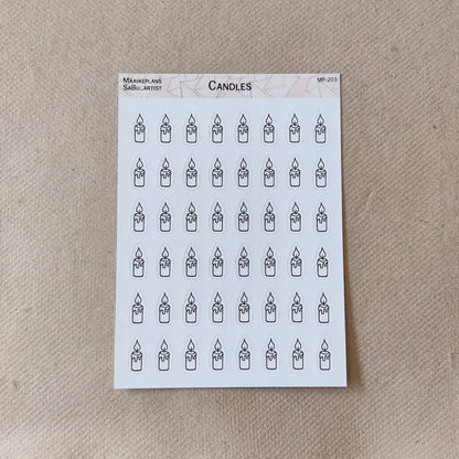 Candles icons sticker sheet