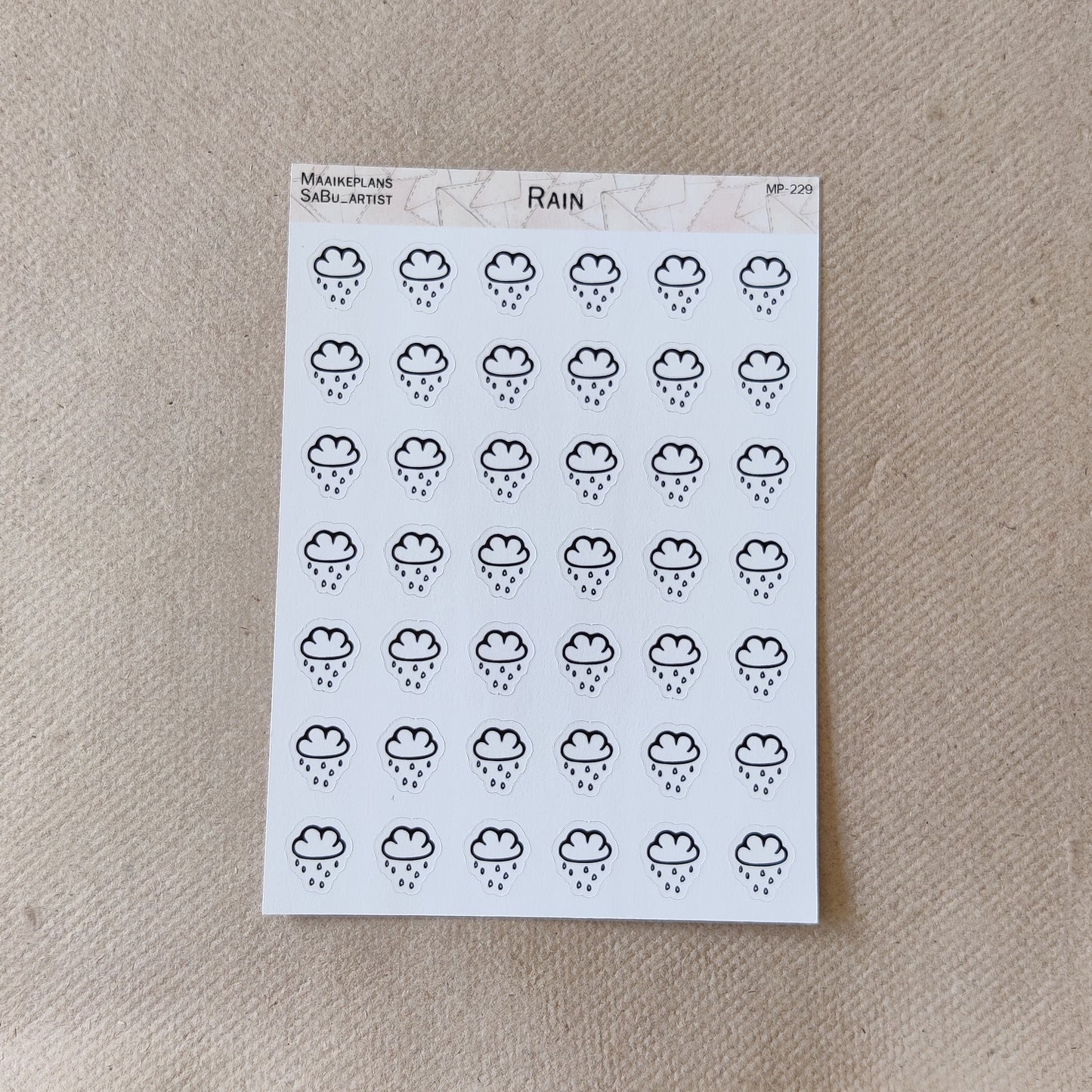 Rain cloud icons sticker sheet