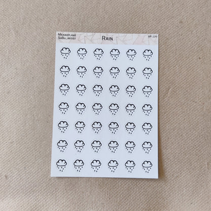Rain cloud icons sticker sheet