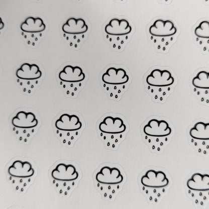 Rain cloud icons sticker sheet