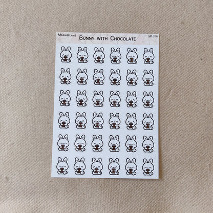 Rabbit with chocolate icons sticker sheet