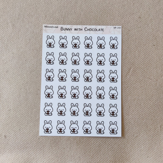 Rabbit with chocolate icons sticker sheet