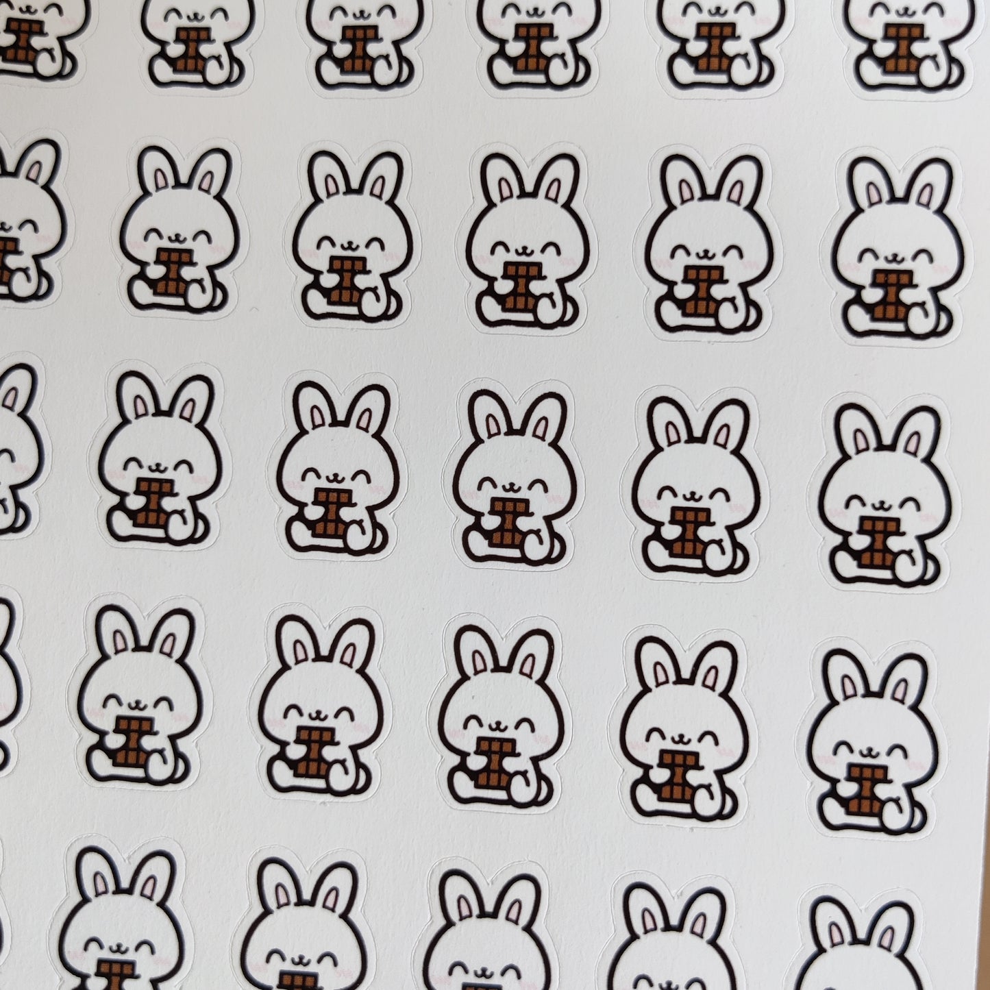 Rabbit with chocolate icons sticker sheet