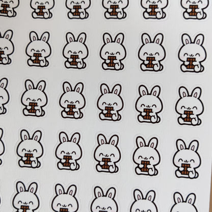 Rabbit with chocolate icons sticker sheet
