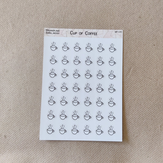 Coffee cup icons sticker sheet